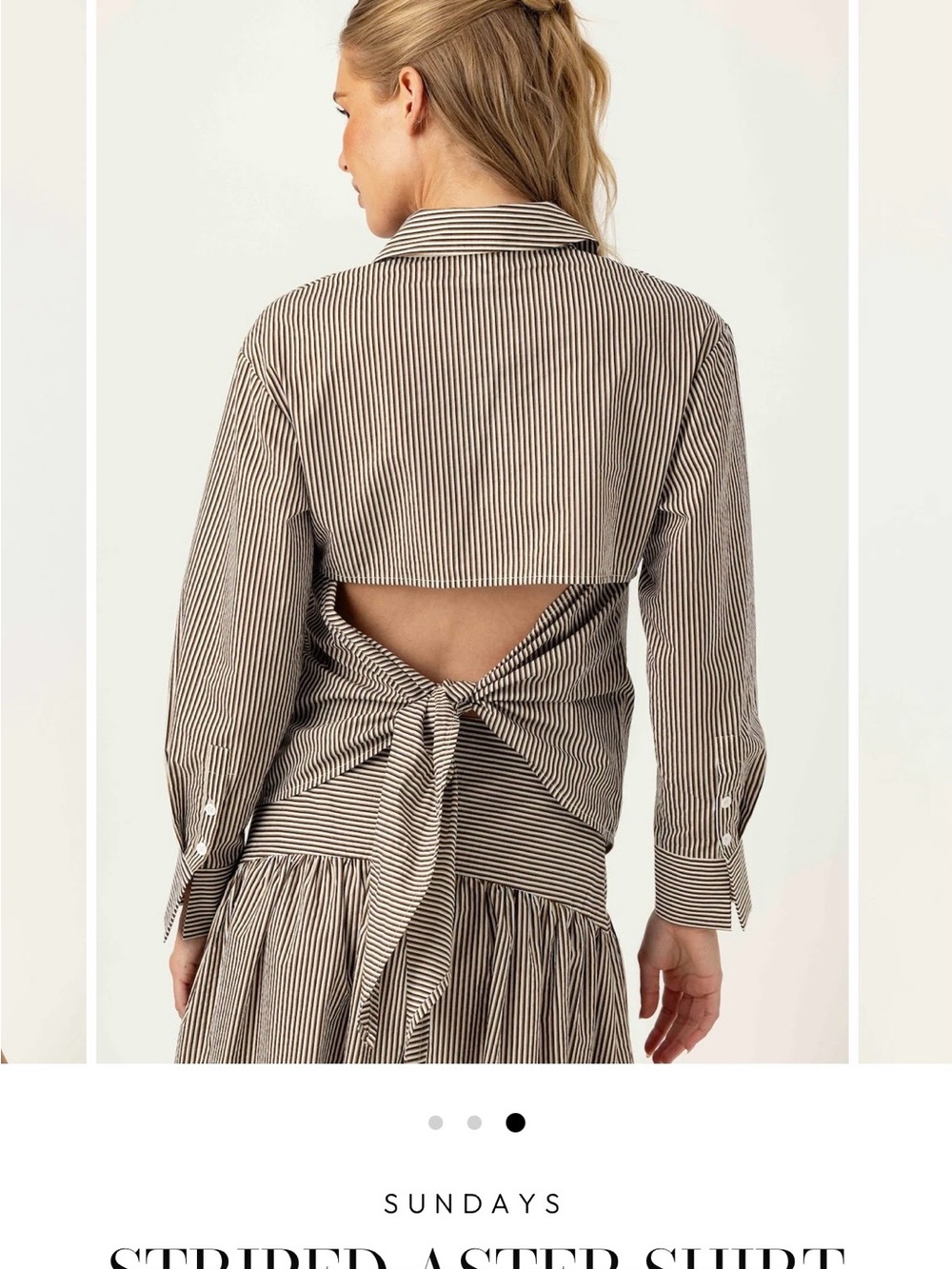 sundays Striped Tie-Back Button Shirt in Black and White